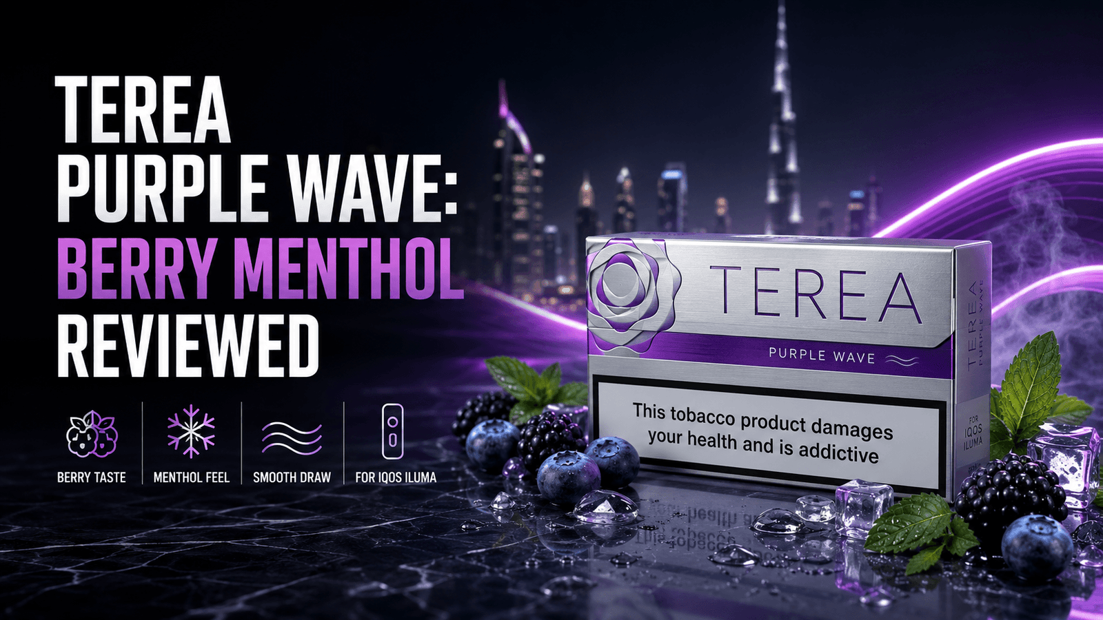 TEREA Purple Wave pack with berry and menthol themed blog hero image